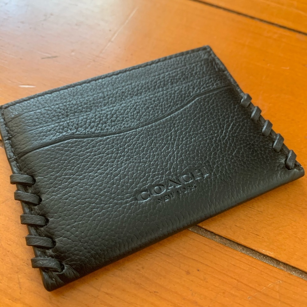 Coach Leather Baseball stitch card holder